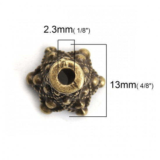 Immagine di Lega di Zinco Coppette Copriperla Fiore Bronzo Antico (Addetti 10mm Perline) 13mm x 13mm, 20 Pz