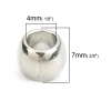 Immagine di Lega di Zinco Separatori Perline Tondo Tono Argento Circa 7mm x 6mm, Foro:Circa 4mm, 100 Pz