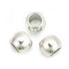 Immagine di Lega di Zinco Separatori Perline Tondo Tono Argento Circa 7mm x 6mm, Foro:Circa 4mm, 100 Pz