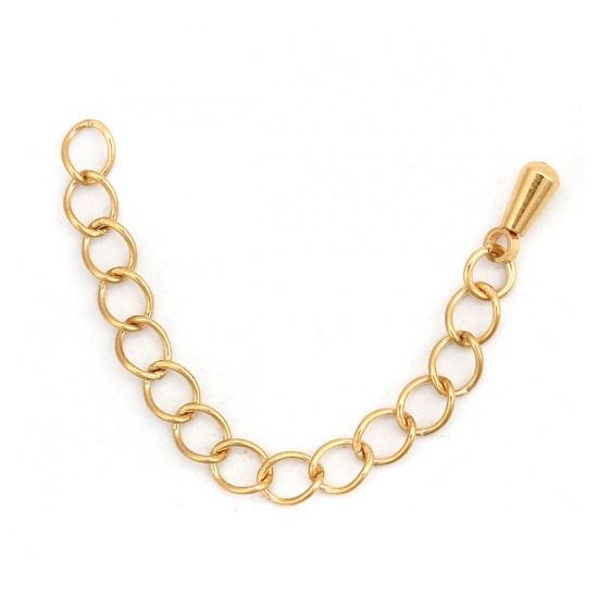 Immagine di Acciaio Inossidabile Estensione Catene Per Bracciale Collana Gioielli Oro Placcato Goccia 6cm Lunghezza, Lunghezza catena utile: 5cm, 5 Pz