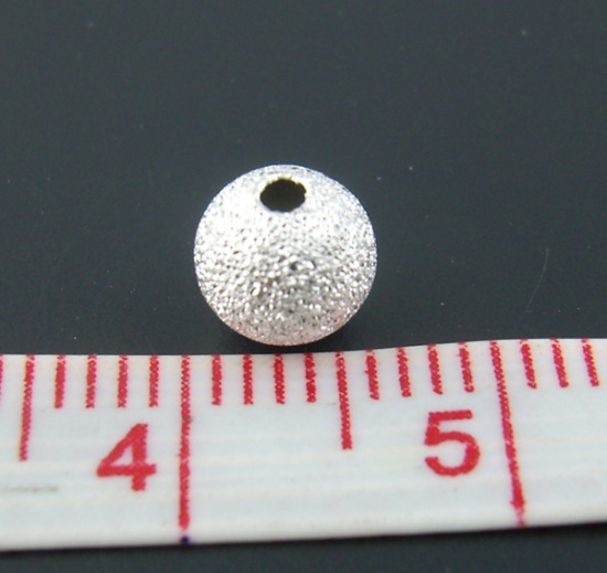 Immagine di Ottone Separatori Perline Palla Argento Placcato Disegno Sparkledust Circa 6mm Dia, Foro:Circa 1.8mm, 150 Pz                                                                                                                                                  