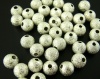 Picture of Brass Spacer Beads Ball Silver Plated Sparkledust About 6mm( 2/8") Dia, Hole: Approx 1.8mm, 150 PCs                                                                                                                                                           
