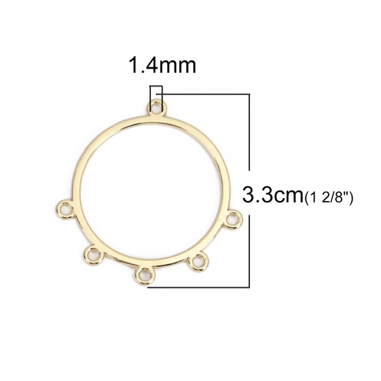 Immagine di Lega di Zinco Lampadario Connettore Poroso Accessori Anello Oro Placcato 33mm x 31mm, 10 Pz