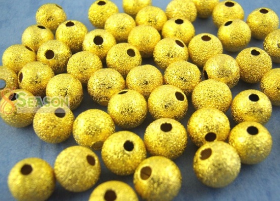 Picture of Brass Spacer Beads Ball Gold Plated Sparkledust About 6mm( 2/8") Dia, Hole: Approx 1.8mm, 150 PCs