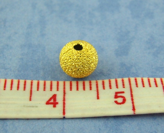 Picture of Brass Spacer Beads Ball Gold Plated Sparkledust About 6mm( 2/8") Dia, Hole: Approx 1.8mm, 150 PCs