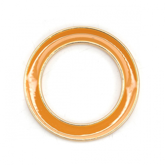 亜鉛合金 コネクターパーツ 環状 金メッキ ジンジャー色 エナメル 4cm直径、 5 個 の画像