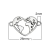 Bild von Zinklegierung Verbinder Herz Antiksilber mit Landkarte Muster 26mm x 16mm, 50 Stück