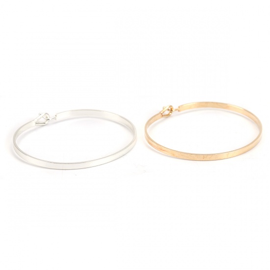 Picture of Brass Bangles Bracelets Silver Tone Blank Stamping Tags Can Open 18.5cm(7 2/8") long, 1 Piece                                                                                                                                                                 