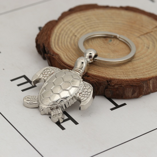 Bild von Schlüsselkette & Schlüsselring Schildkröte Silberfarbe 76mm x 37mm, 1 Stück