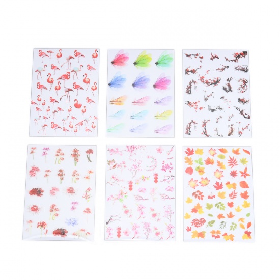 Picture of Paper Resin Jewelry Craft Filling Material Pink Peach Blossom Flower 15cm(5 7/8") x 10.5cm(4 1/8"), 2 Sheets
