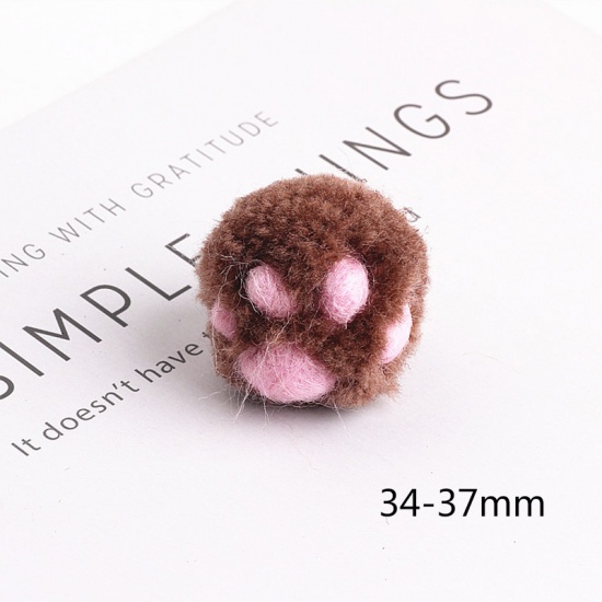 Picture of Wool Felt For DIY & Craft Coffee Cat Paw Claw 3.7cm(1 4/8") Dia. - 3.4cm(1 3/8") Dia., 1 Piece