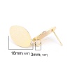 Picture of Brass Ear Post Stud Earrings 18K Real Gold Plated Oval W/ Loop 18mm( 6/8") x 11mm( 3/8"), Post/ Wire Size: (20 gauge), 4 PCs