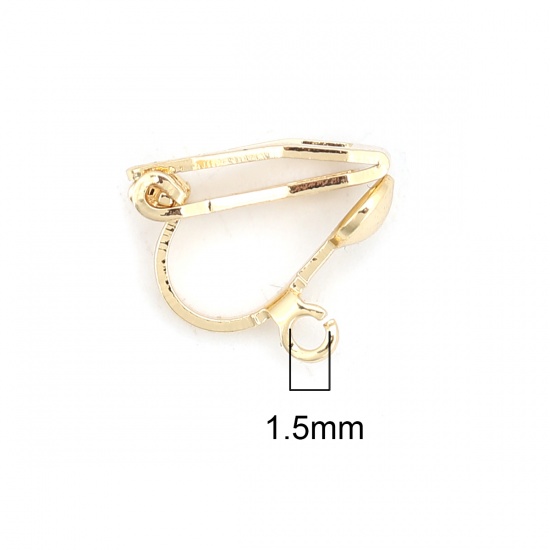 Immagine di Ottone clip orecchio 18K Vero Oro Placcato W/ Loop 12mm x 6mm, 10 Pz