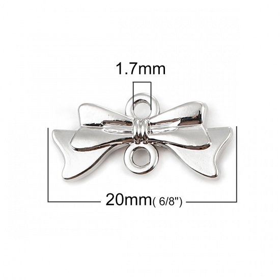 Immagine di Lega di Zinco Connettore Accessori Cravatta a Farfalla Tono Argento 20mm x 10mm, 20 Pz