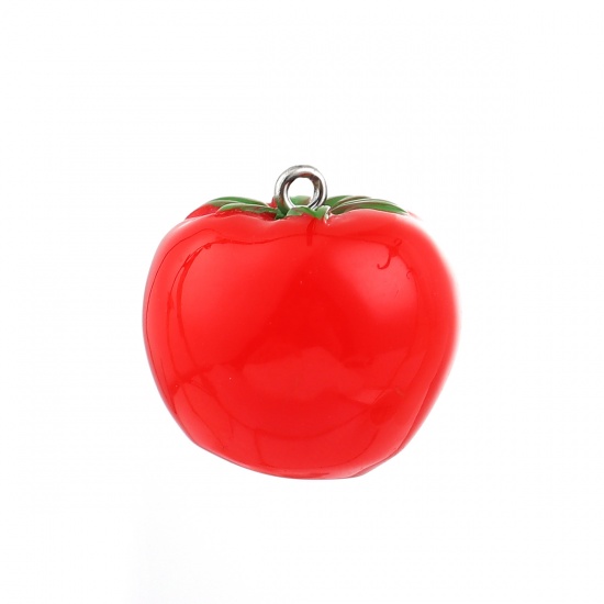 Imagen de Resina Colgantes Charms Tomates Rojo 23mm x 23mm, 3 Unidades