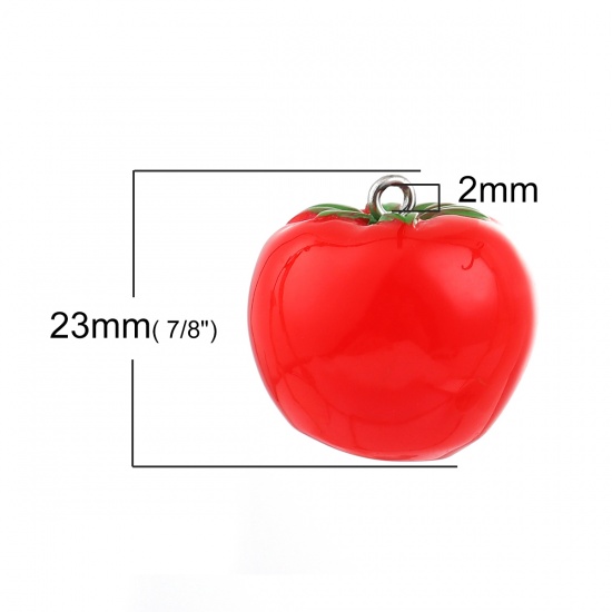 Picture of Resin Charms Tomatoe Red 23mm( 7/8") x 23mm( 7/8"), 3 PCs