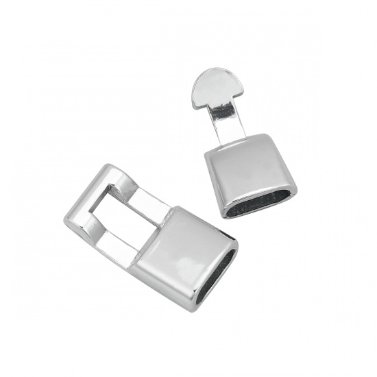 Picture of Iron Based Alloy Hook Clasps Rectangle Silver Tone 36mm x 12mm, 5 Sets