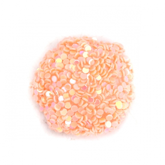 Picture of Acrylic Dome Seals Cabochon Round Orange Pink AB Rainbow Color Sequins 19mm( 6/8") Dia, 10 PCs