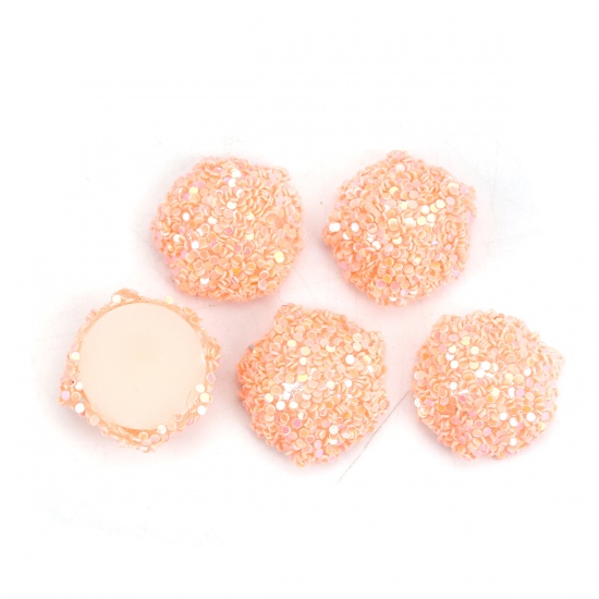 Immagine di Acrilato Dome Seals Cabochon Tondo Arancione Rosa Paillettes Dia 19mm, 10 Pz