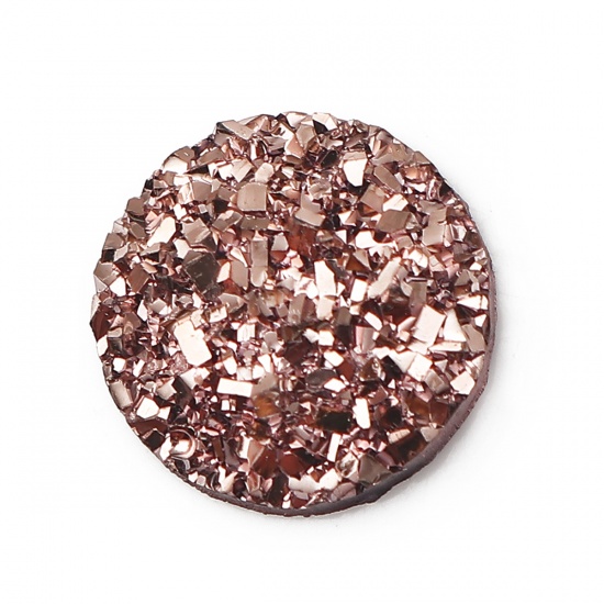 Picture of Resin Druzy/ Drusy Dome Seals Cabochon Round Rose Gold 12mm( 4/8") Dia., 50 PCs