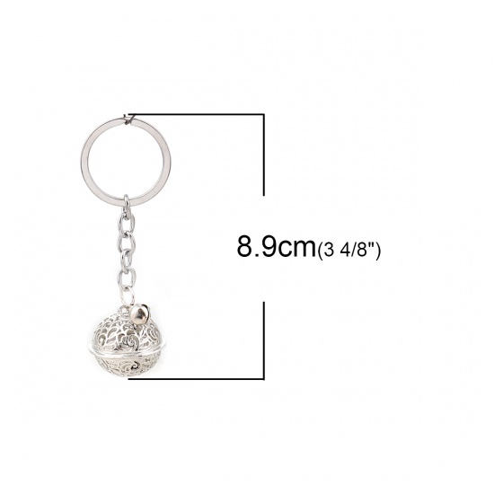 Bild von Schlüsselkette & Schlüsselring Silberfarbe Glocke Filigran 8.9cm x 3cm, 5 Stück