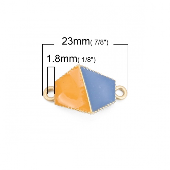 Picture of Zinc Based Alloy Connectors Irregular Matt Gold Ginger Geometric Enamel 23mm x 14mm, 10 PCs