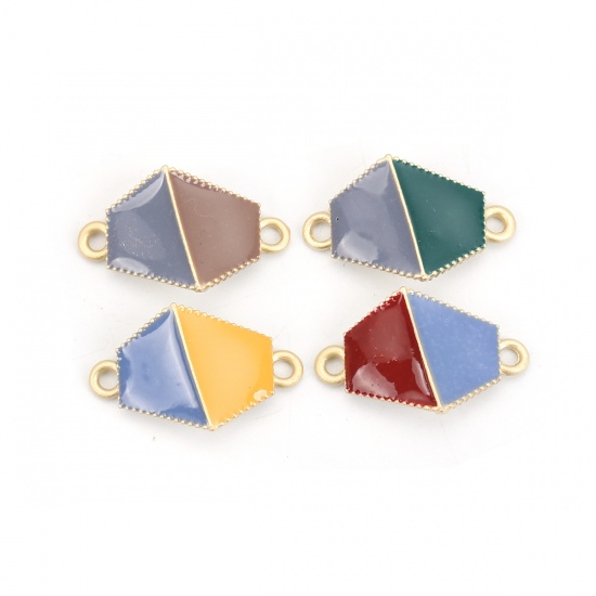 Picture of Zinc Based Alloy Connectors Irregular Matt Gold Ginger Geometric Enamel 23mm x 14mm, 10 PCs