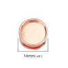 Picture of Zinc Based Alloy Slide Beads Flat Round Rose Gold Cabochon Settings (Fits 12mm Dia.) About 14mm Dia, Hole:Approx 10mm x3mm (Fits 10mm x 3mm Cord), 10 PCs