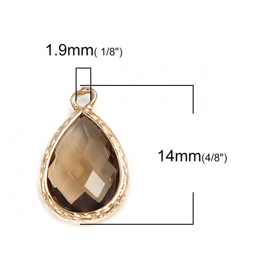 Picture of Copper & Glass Charms Drop Coffee 14mm x 8mm, 5 PCs