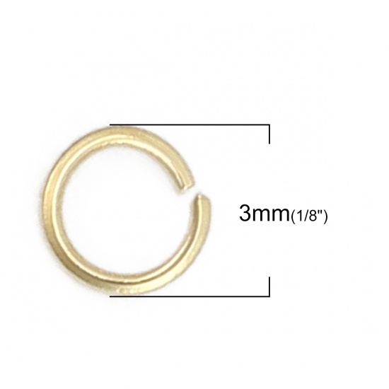 Picture of 0.4mm 304 Stainless Steel Casting Open Jump Rings Findings Gold Plated 3mm( 1/8") Dia., 300 PCs