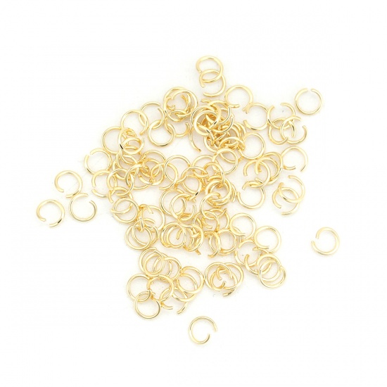 Picture of 0.4mm 304 Stainless Steel Casting Open Jump Rings Findings Gold Plated 3mm( 1/8") Dia., 300 PCs