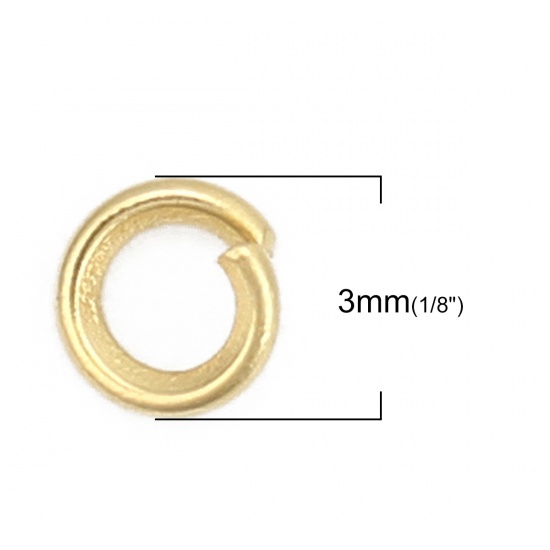 Picture of 0.6mm 304 Stainless Steel Open Jump Rings Findings Gold Plated 3mm( 1/8") Dia., 200 PCs