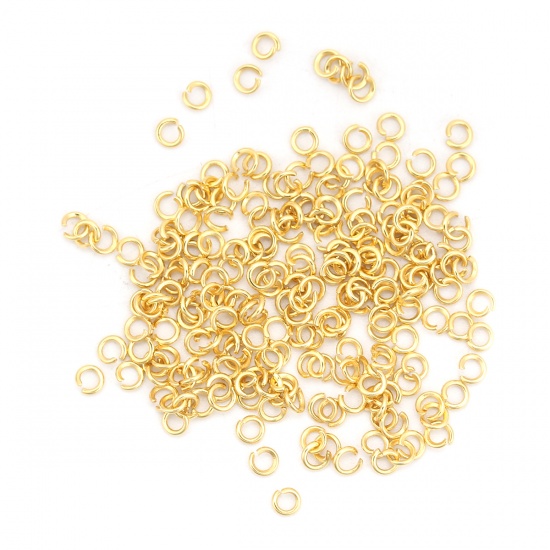 Picture of 0.6mm 304 Stainless Steel Opened Jump Rings Findings Gold Plated 3mm( 1/8") Dia., 200 PCs