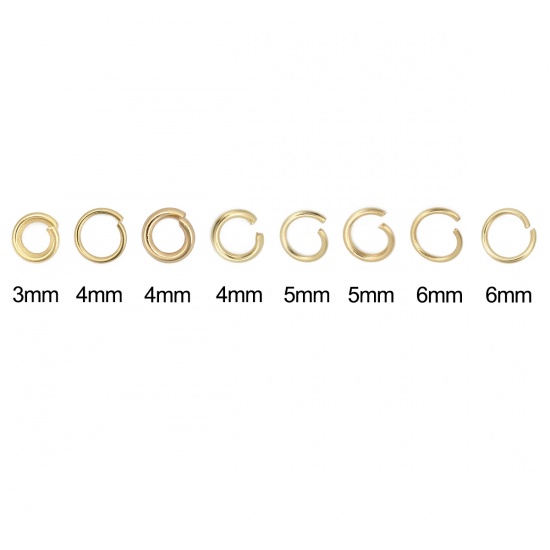 Picture of 0.6mm 304 Stainless Steel Opened Jump Rings Findings Gold Plated 3mm( 1/8") Dia., 200 PCs