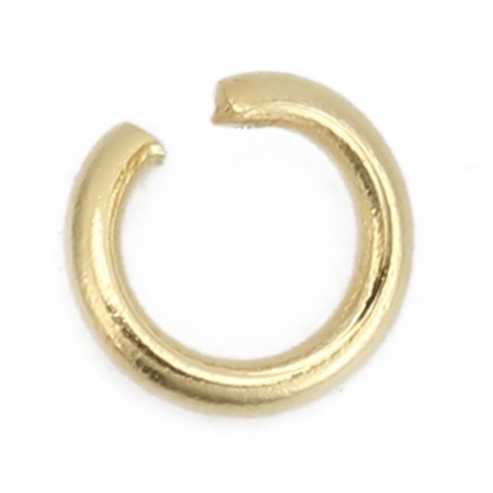 Immagine di 200 Pz 4mm Dia, 0.7mm(21 misura) 304 Acciaio Inossidabile Aperto Stile Anello di Salto Oro Placcato Tondo