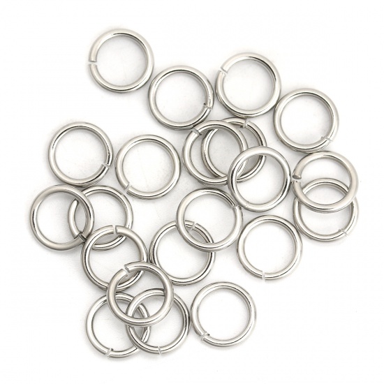 Picture of 1.4mm 304 Stainless Steel Opened Jump Rings Findings Silver Tone 10mm( 3/8") Dia., 100 PCs