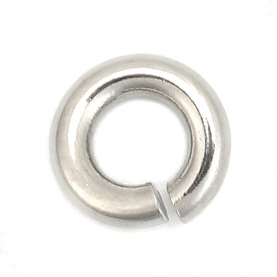 Picture of 100 PCs 6mm Dia., 1.5mm(15 gauge) 304 Stainless Steel Open Jump Rings Findings For Jewelry Making Silver Tone Round