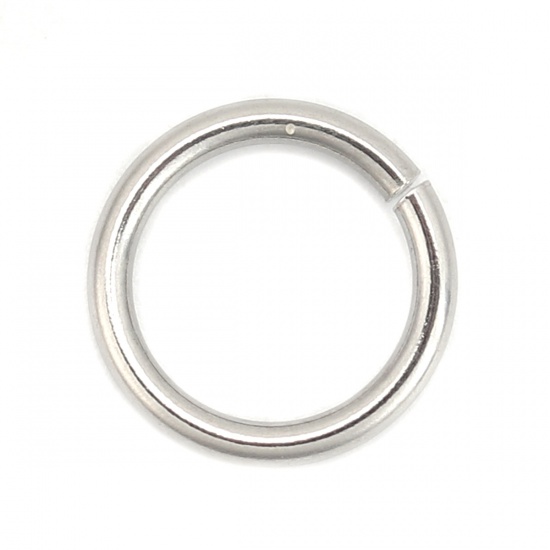 Picture of 1.5mm 304 Stainless Steel Open Jump Rings Findings Silver Tone 12mm( 4/8") Dia., 100 PCs