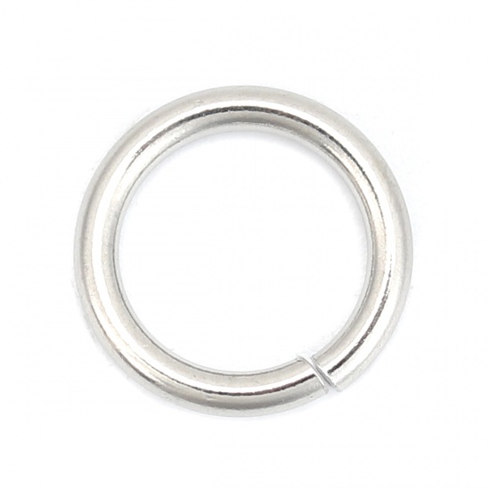 Picture of 1.6mm 304 Stainless Steel Open Jump Rings Findings Silver Tone 12mm( 4/8") Dia., 100 PCs