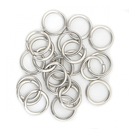 Picture of 1.8mm 304 Stainless Steel Open Jump Rings Findings Silver Tone 14mm( 4/8") Dia., 50 PCs