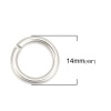 50 個 14mm 直径、 2mm（12号） 304ステンレス鋼 丸カン 丸カン シルバートーン 円形 の画像
