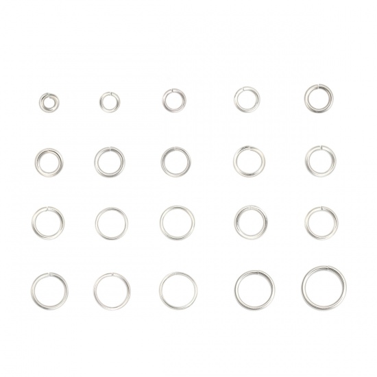 Picture of 2mm 304 Stainless Steel Open Jump Rings Findings Silver Tone 14mm( 4/8") Dia., 50 PCs