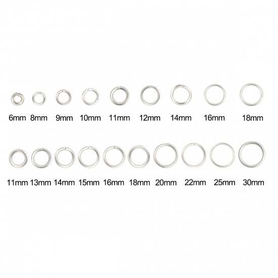 Picture of 2mm 304 Stainless Steel Open Jump Rings Findings Silver Tone 14mm( 4/8") Dia., 50 PCs