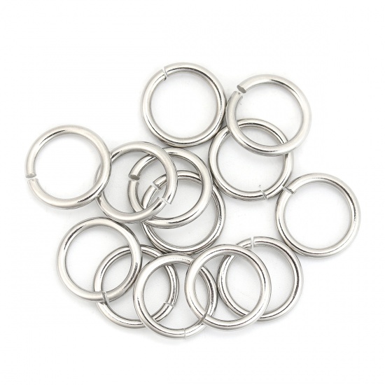 Picture of 2mm 304 Stainless Steel Opened Jump Rings Findings Silver Tone 15mm( 5/8") Dia., 50 PCs