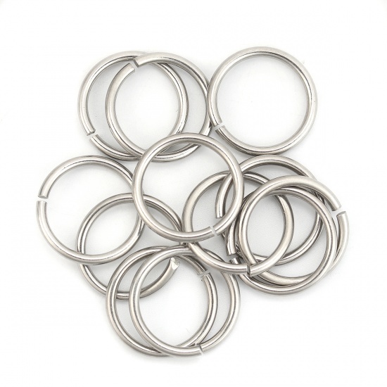 Imagen de 20 Unidades 20mm Diámetro, 2mm(12 gauge) 304 Acero Inoxidable Abierto Argollas Tono de Plata Ronda