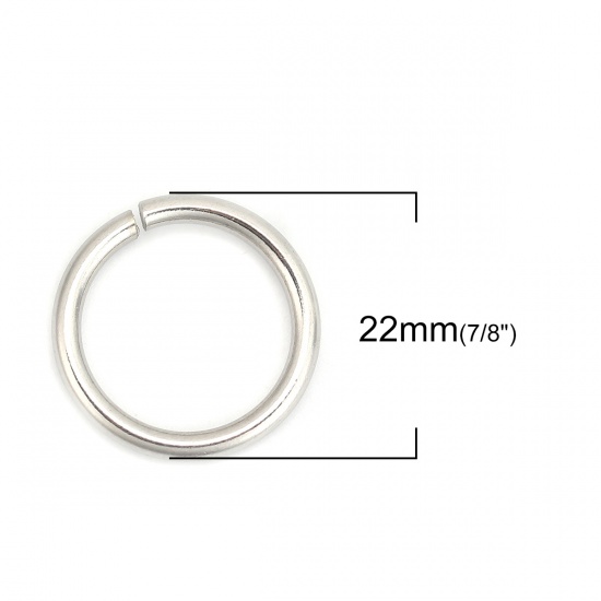 Picture of 2.5mm 304 Stainless Steel Opened Jump Rings Findings Silver Tone 22mm( 7/8") Dia., 20 PCs