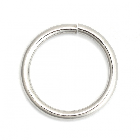 Picture of 3mm 304 Stainless Steel Open Jump Rings Findings Silver Tone 30mm(1 1/8") Dia., 10 PCs