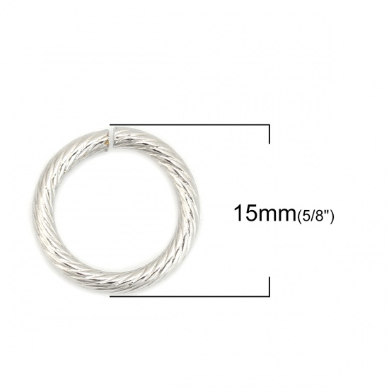 Picture of 2mm 304 Stainless Steel Open Jump Rings Findings Braided Silver Tone 15mm( 5/8") Dia., 20 PCs