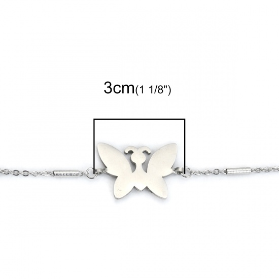 Picture of 304 Stainless Steel Bracelets Silver Tone Butterfly 22cm(8 5/8") long, 1 Piece