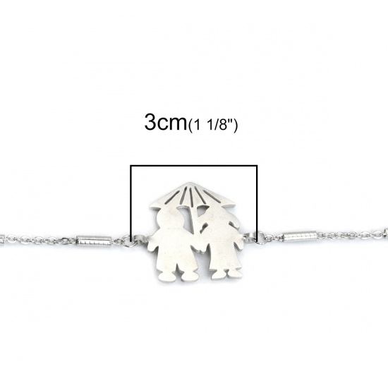 Picture of 304 Stainless Steel Bracelets Silver Tone Umbrella Lovers 23cm(9") long, 1 Piece